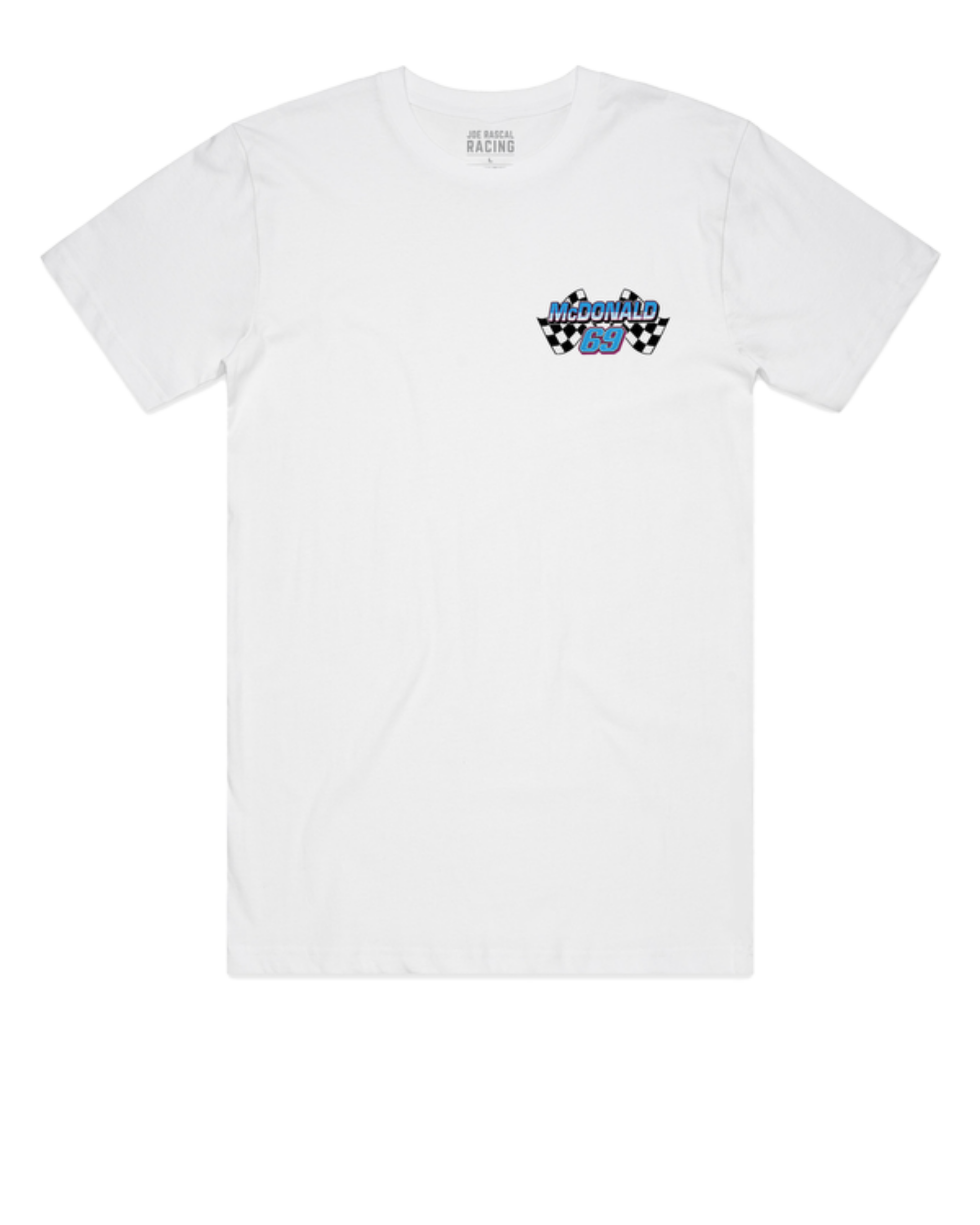 Joe Rascal Logo Url Joe Rascal Racing x Archie McDonald #69 Official Bagger World Cup T-Shirt