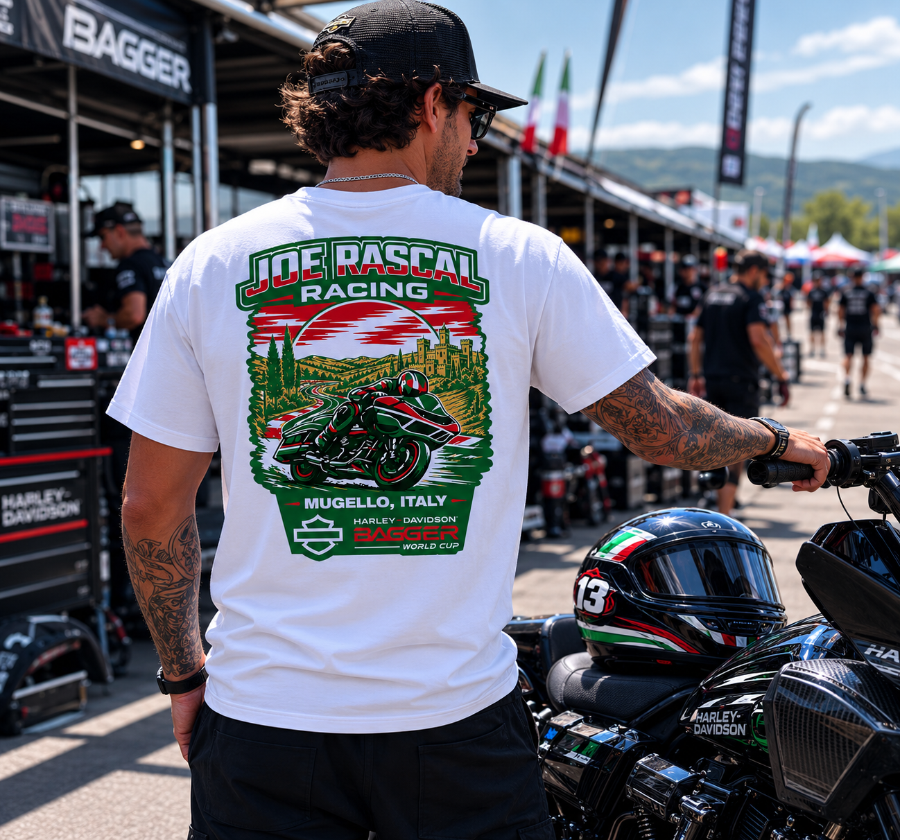 Joe Rascal Logo Joe Rascal Racing Mugello Italy Bagger World Cup Limited Edition T-Shi