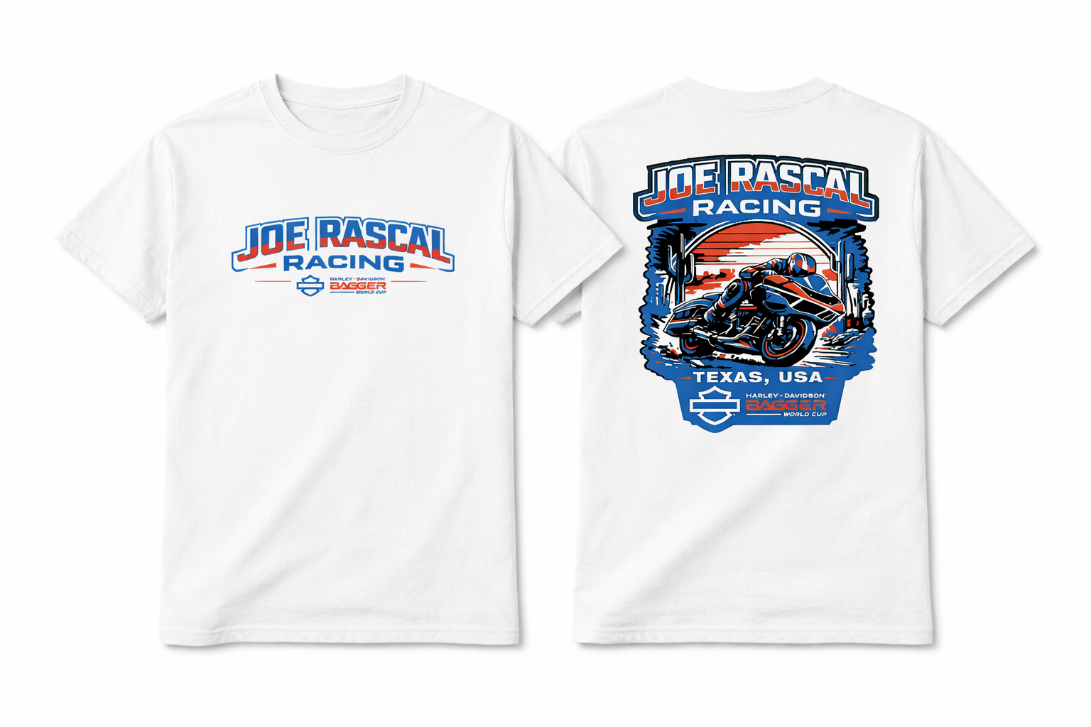 Joe Rascal Logo Joe Rascal Racing – Austin Texas Bagger World Cup Tee